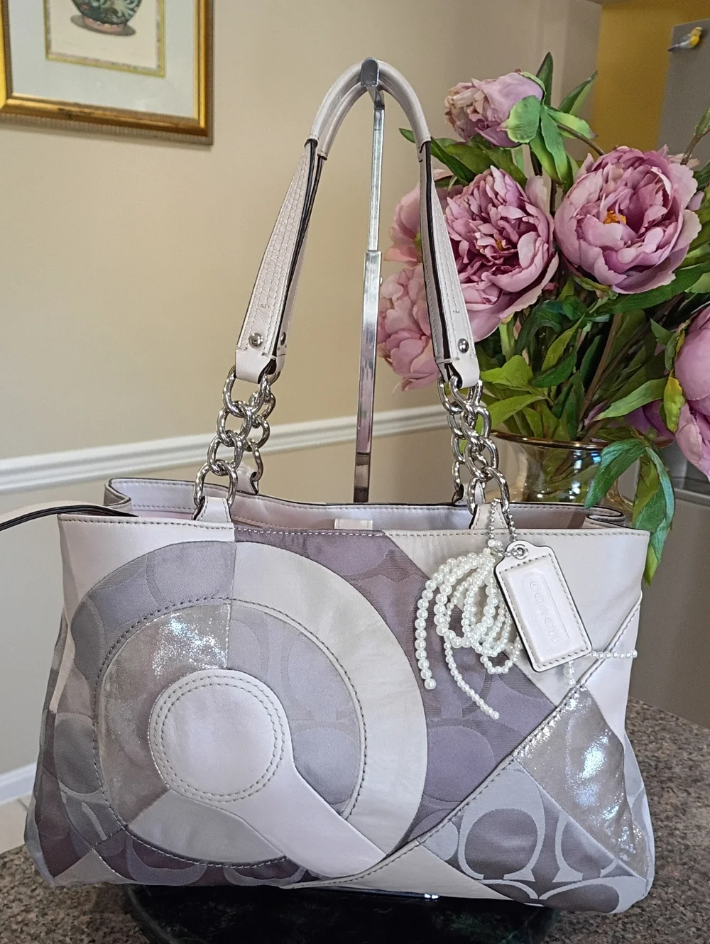NWT Coach ParchWork Inlaid Shimmer Blush Gray