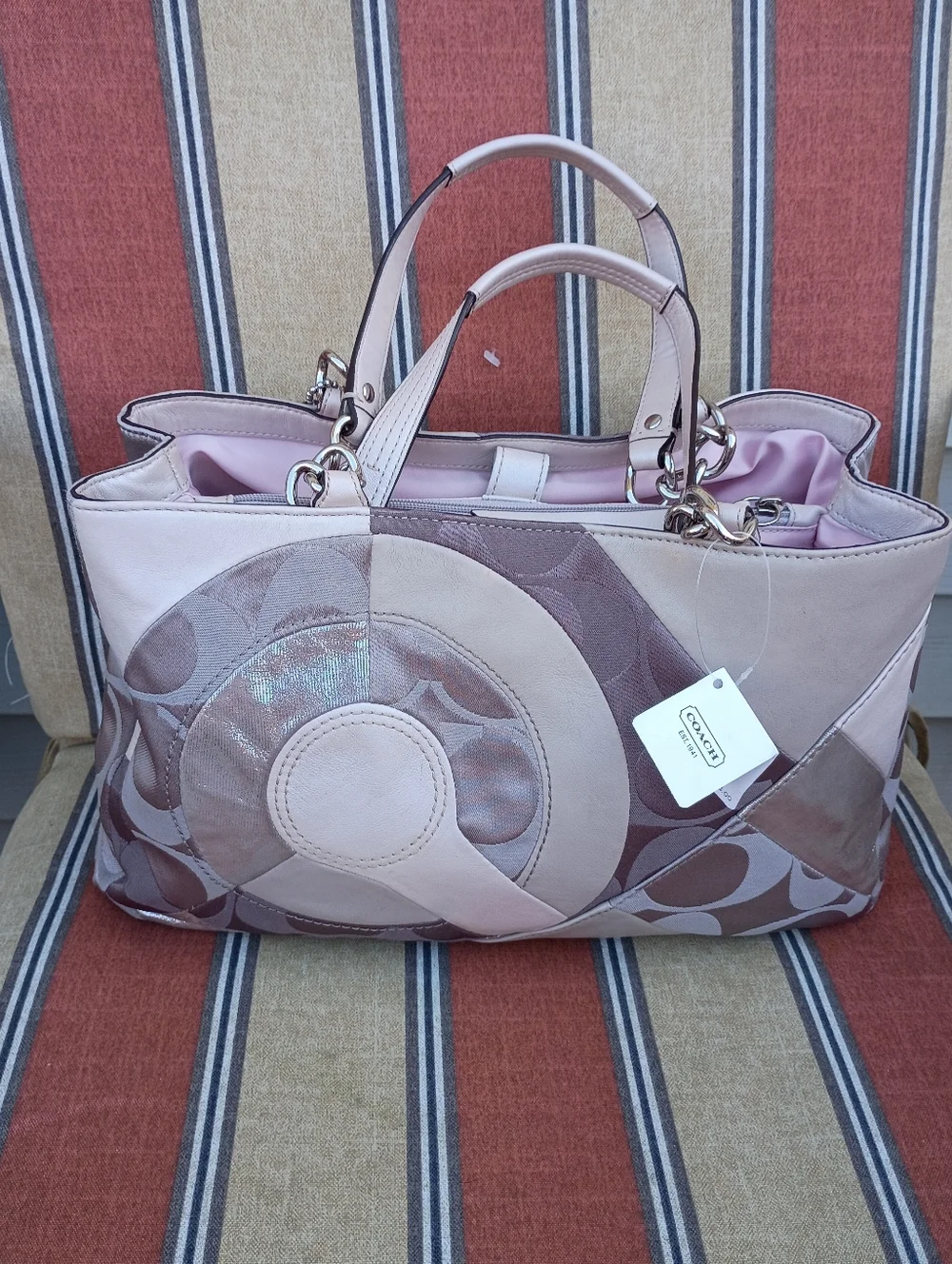 NWT Coach ParchWork Inlaid Shimmer Blush Gray