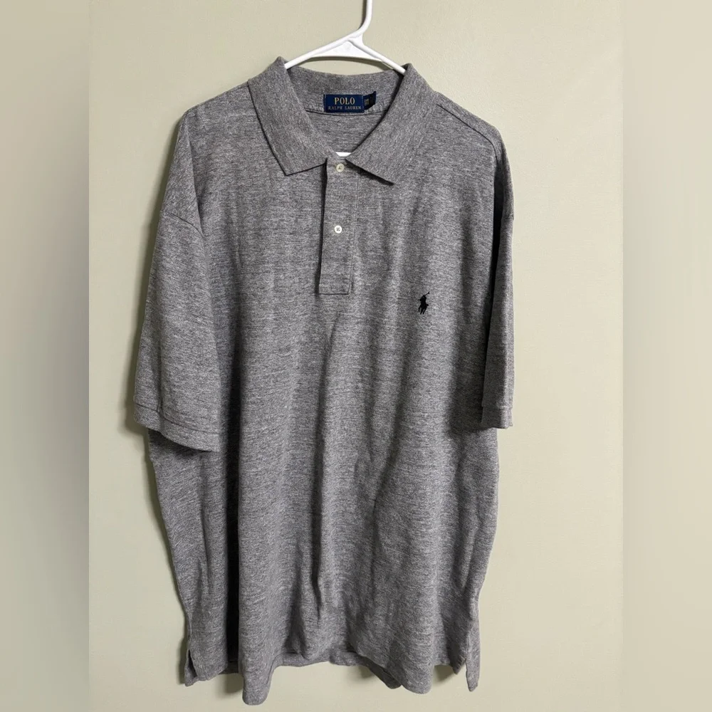 Polo Ralph Lauren Polo Short Sleeve Shirt Size 2XB Gray Black Pony 100% Cotton