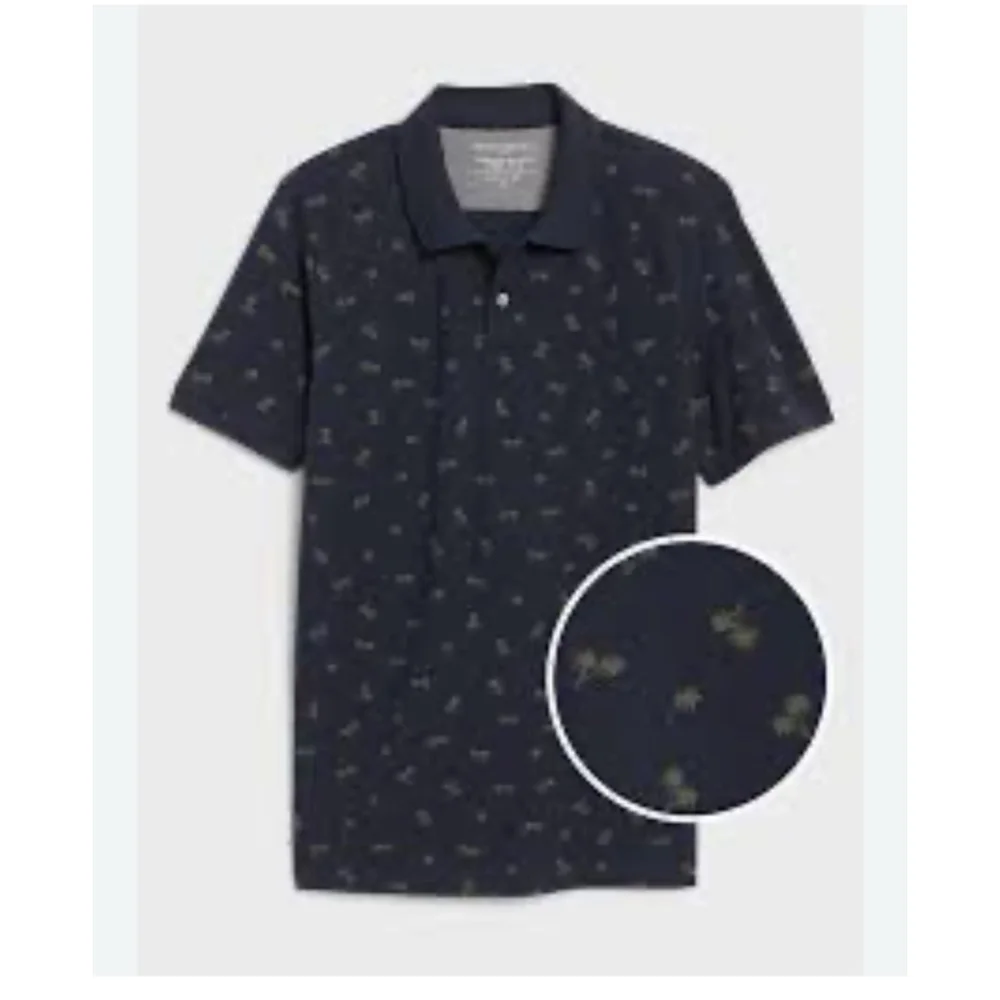 Banana Republic Polo Shirt men’s XL Blue tropical Palm Tree summer resort wear