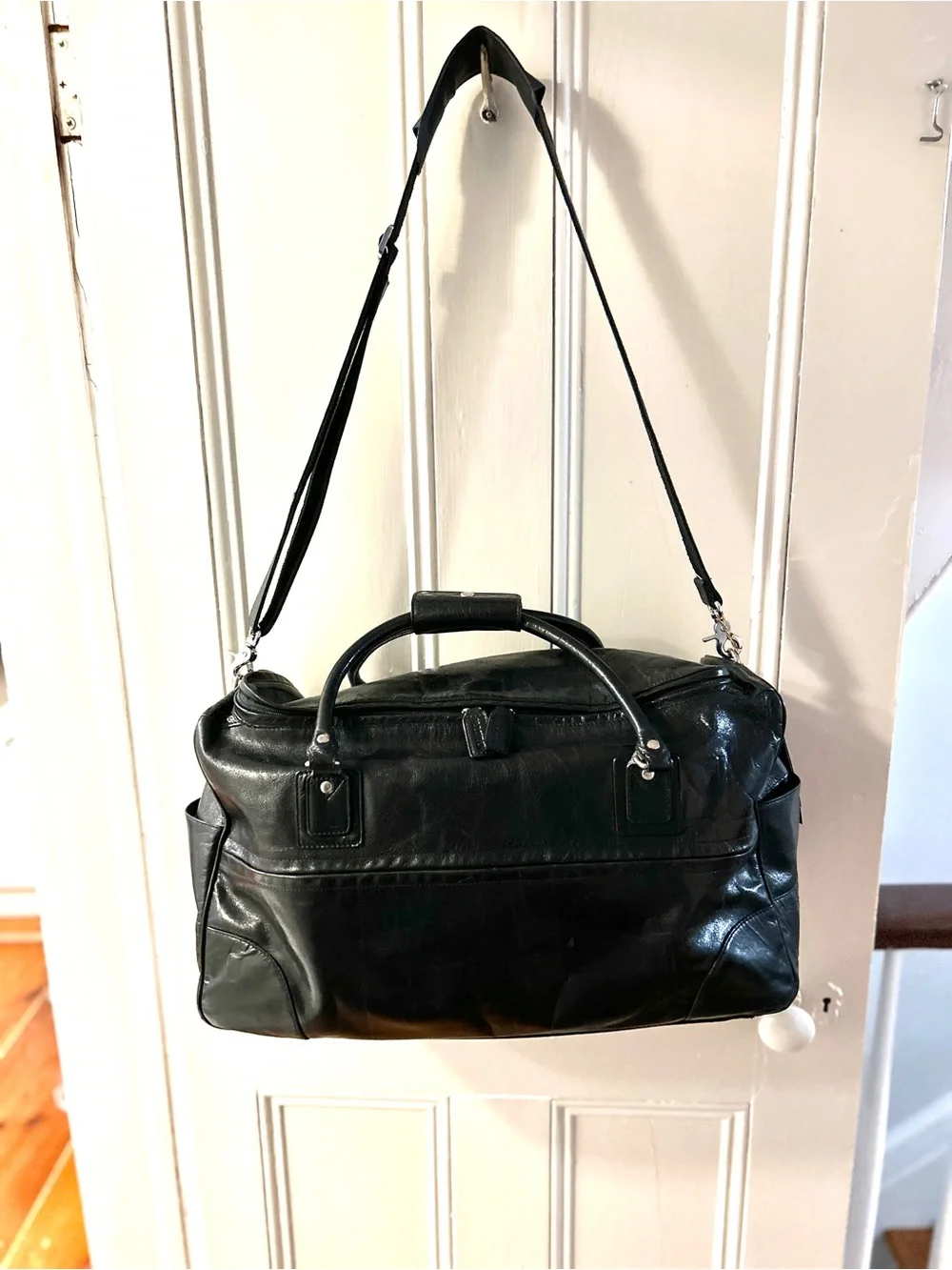 M. London Black Men's high quality Leather Weekender Bag - duffel