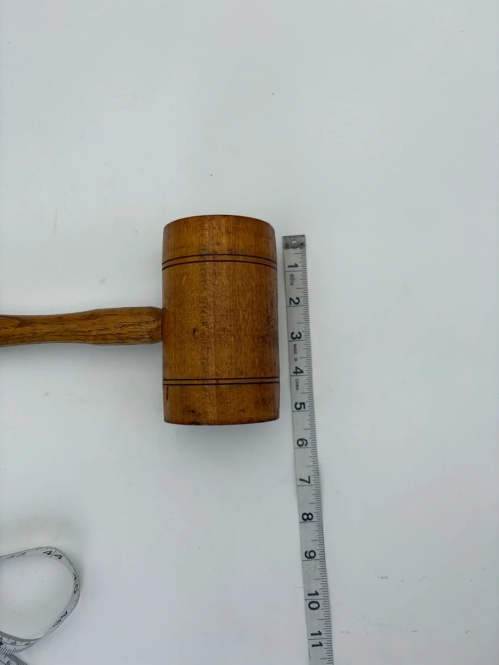 Vintage or Antique Handcrafted Wooden Mallet - Natural Brown