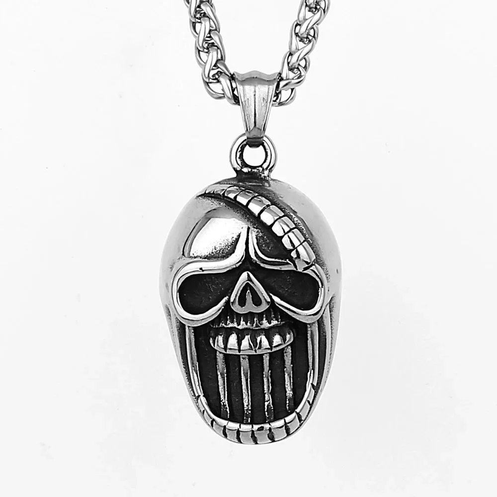 ❤️Retro Exaggerated Big Mouth Skull Head Stainless Steel Necklace,GP1231495