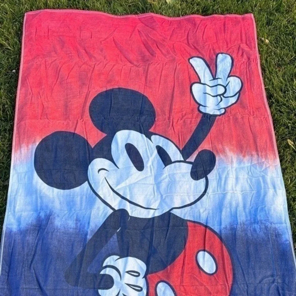 Disney Mickey Mouse Beach Towel America July 4th Summer Oversized 36
