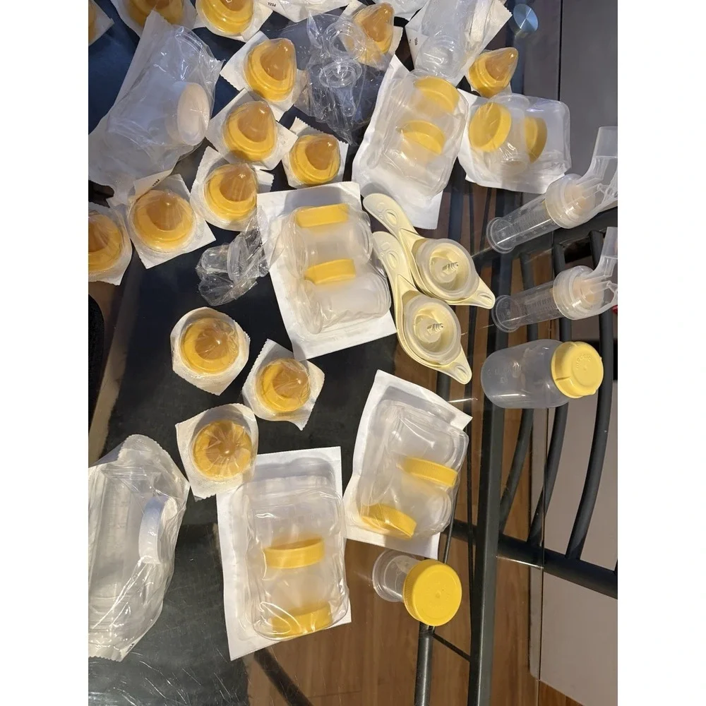 Medela Advanced Pump Motor Case & Massive 60+ Pc Lot Sealed Nipples Bottles