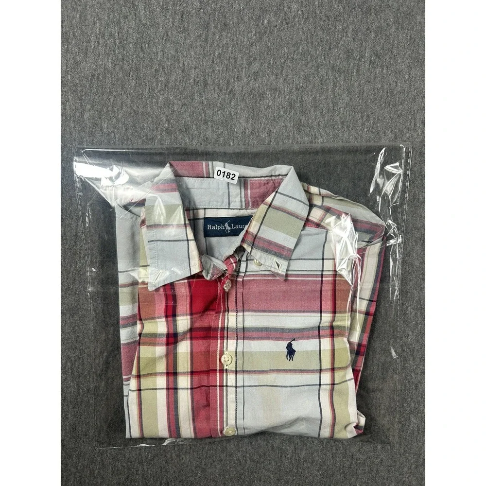 Ralph Lauren Button Down Shirt Kids Youth Red Plaid Long Sleeve 3T