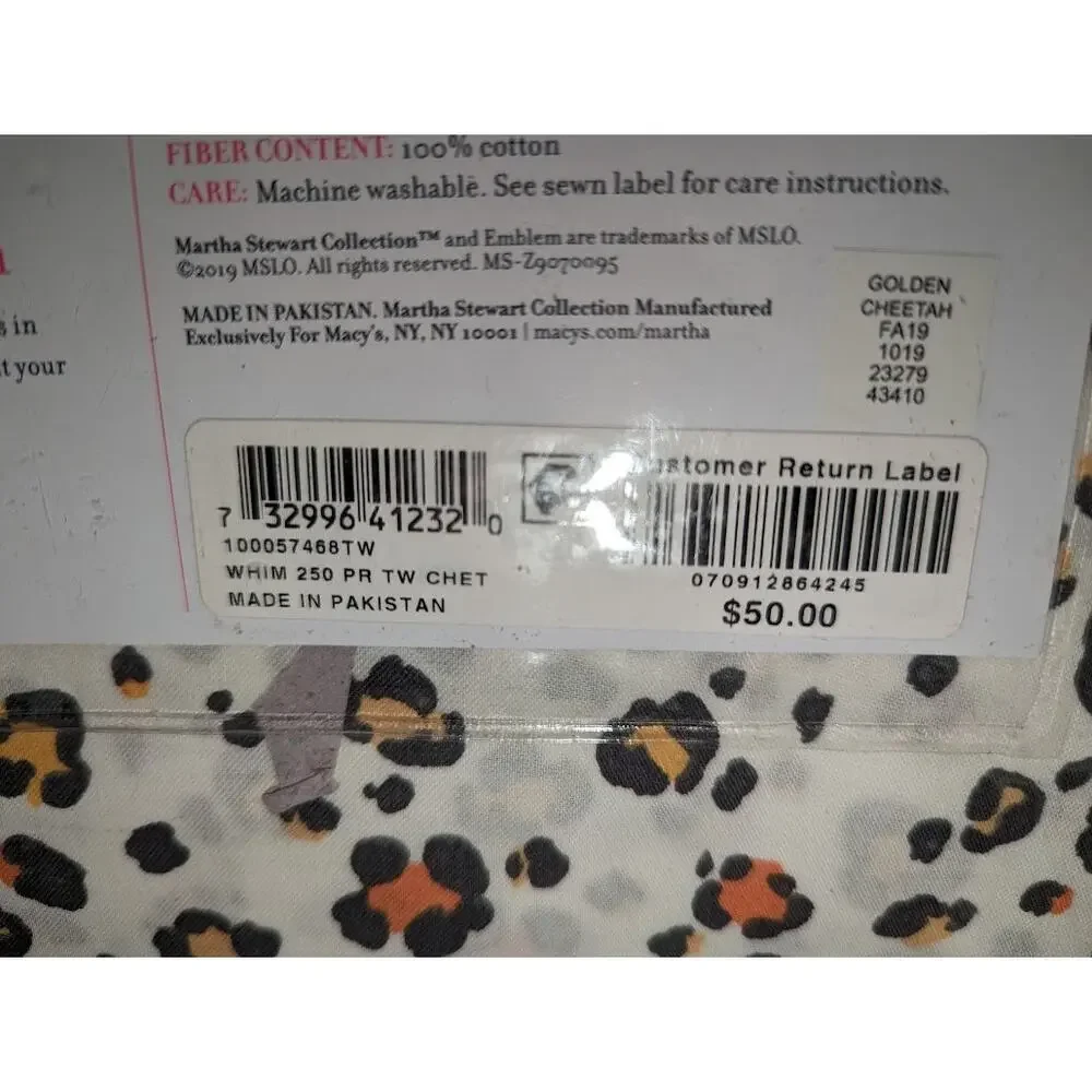 Martha Stewart Collection Whim by Martha Stewart Sheet Set Cheetah Twin NEW
