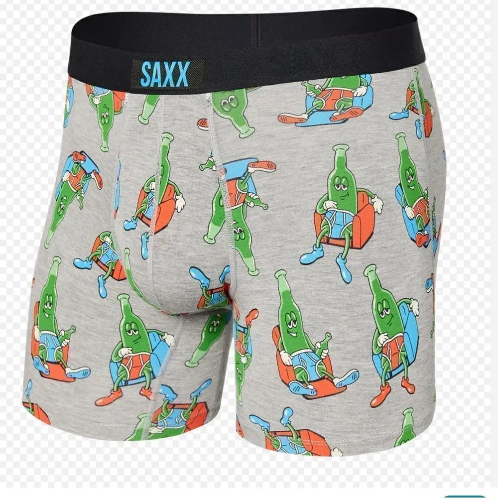 SAXX-Vibe Ballpark Pouch VIBE Boxer Brief. pants Drunk, Grey/Green, Size XS,NWOT