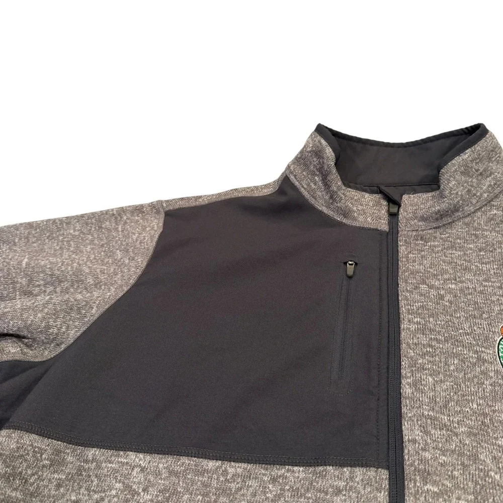 Antigua Boston Celtics Mens 2XL Full Zip Fleece Jacket Heather Grey Black‎ NBA