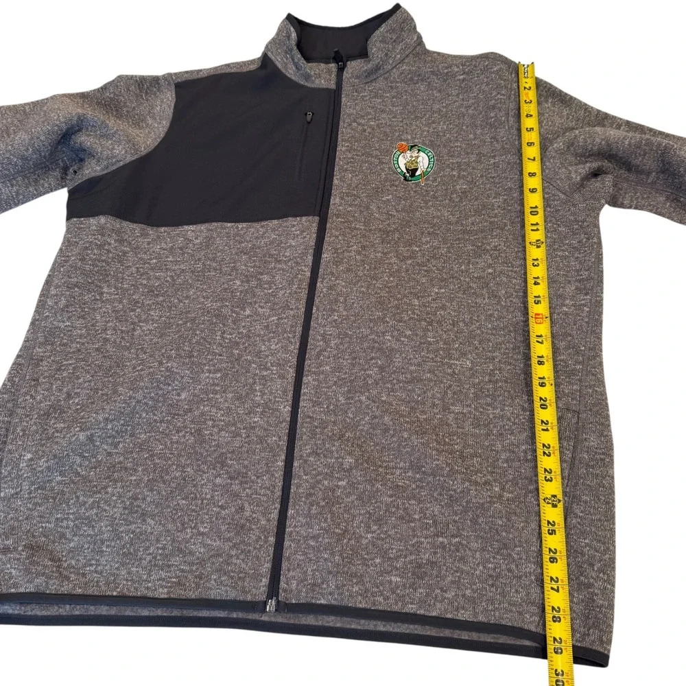 Antigua Boston Celtics Mens 2XL Full Zip Fleece Jacket Heather Grey Black‎ NBA