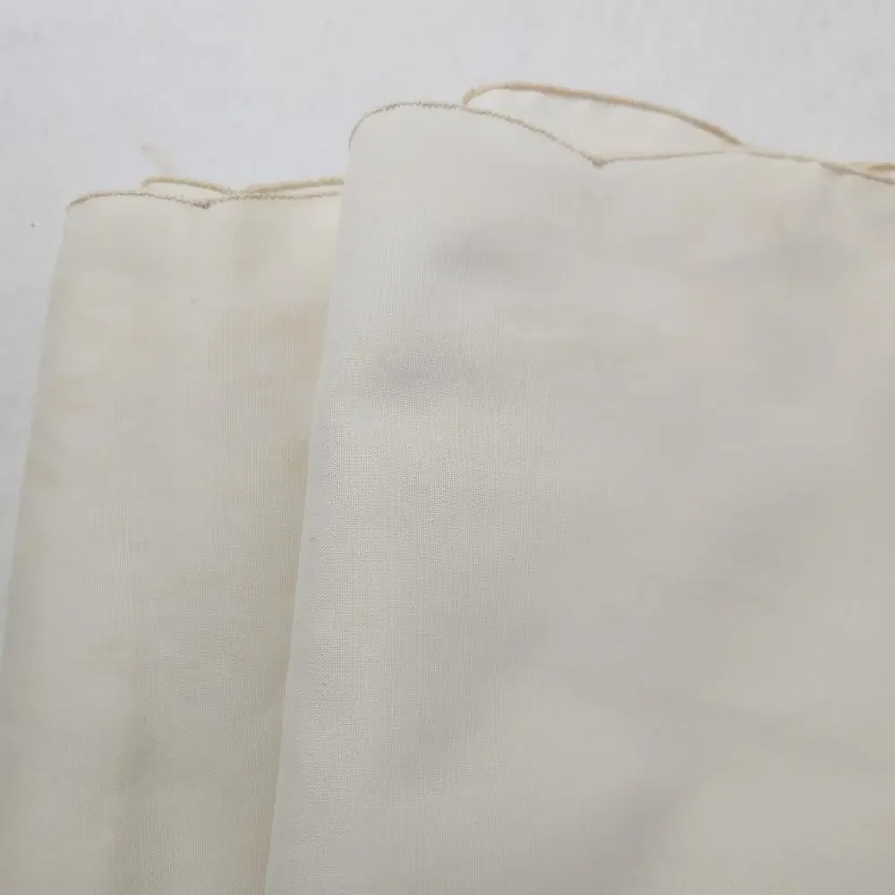 Vintage Butterfly Embroidered Shower Curtain Cream Sheer Mesh Lace 66x70 Cottage