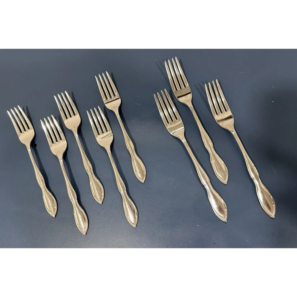 Gorham Stegor USA‎ CHANSON Stainless Dinner and Salad Forks Lot 8 pcs Flatwear