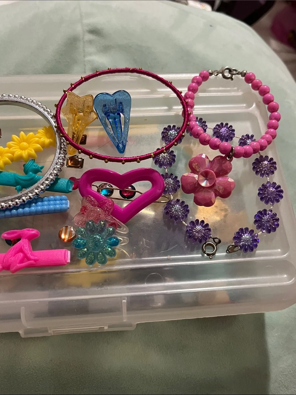 Vintage Kids Hair Accessories Set - Pink, Yellow, Blue, Purple, Teal