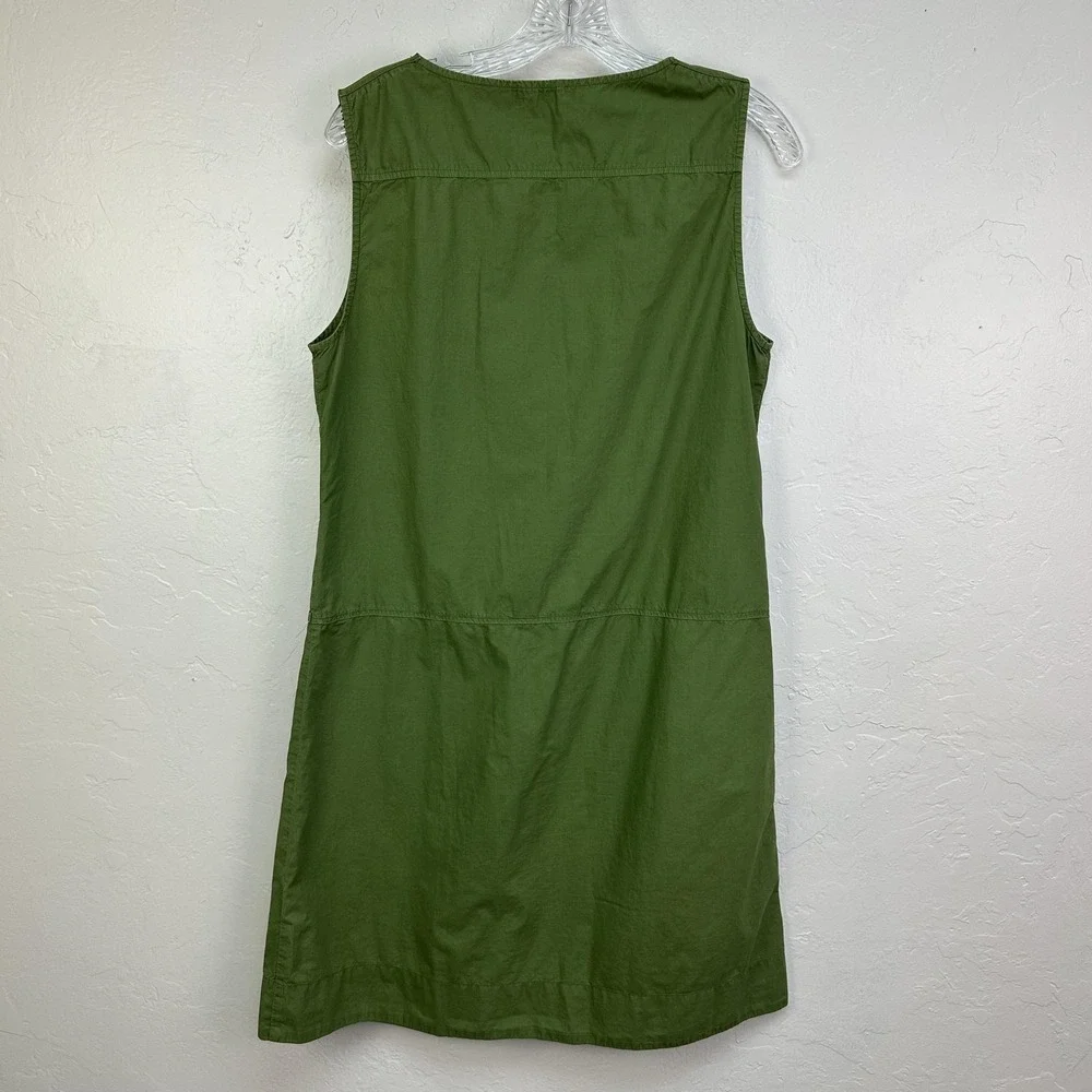 Tomas Maier Dress Womens 8 Green Utility Sleeveless Zip Front Pockets Made Italy