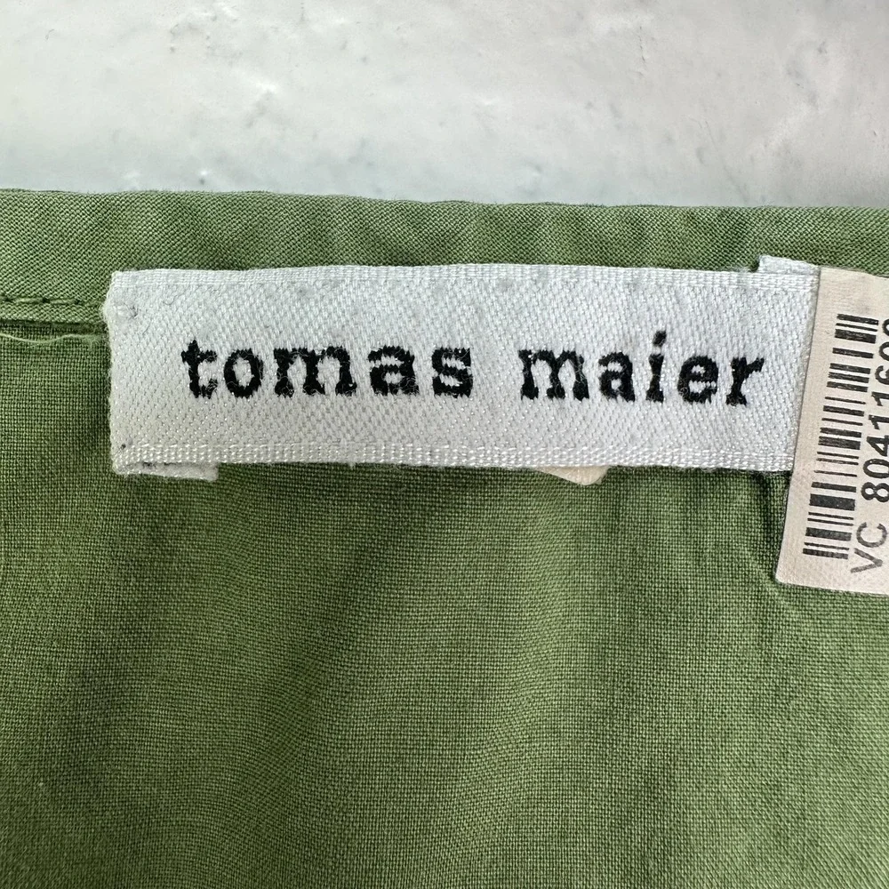 Tomas Maier Dress Womens 8 Green Utility Sleeveless Zip Front Pockets Made Italy