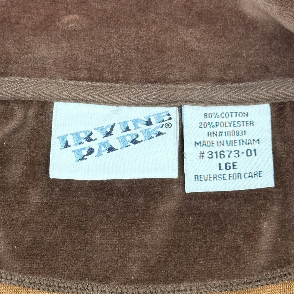 Vintage Irvine‎ Park Velour Patchwork Track Suit Set Mens Large Brown Tan Cream
