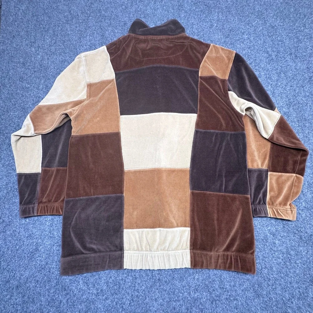 Vintage Irvine‎ Park Velour Patchwork Track Suit Set Mens Large Brown Tan Cream