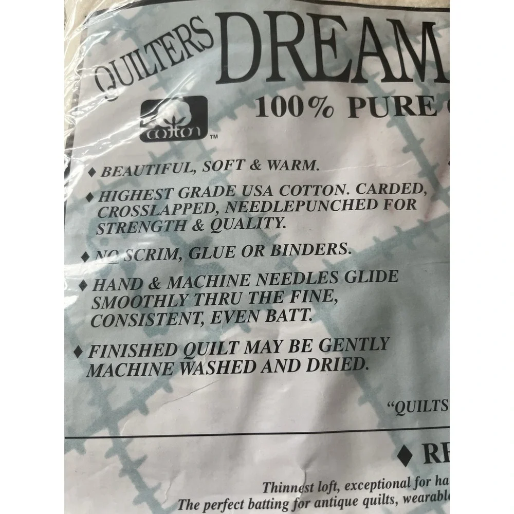 Quilters Dream Cotton 100% Pure Cotton Batting Crib‎ Size 60 x 46 USA NEW SEALED