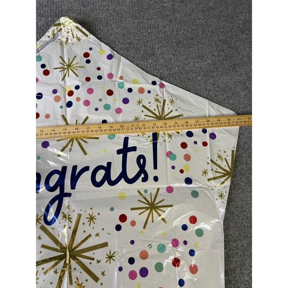 Congrats‎ Graduation Balloon Set of 5 Gold & Confetti Helium Foil Balloons