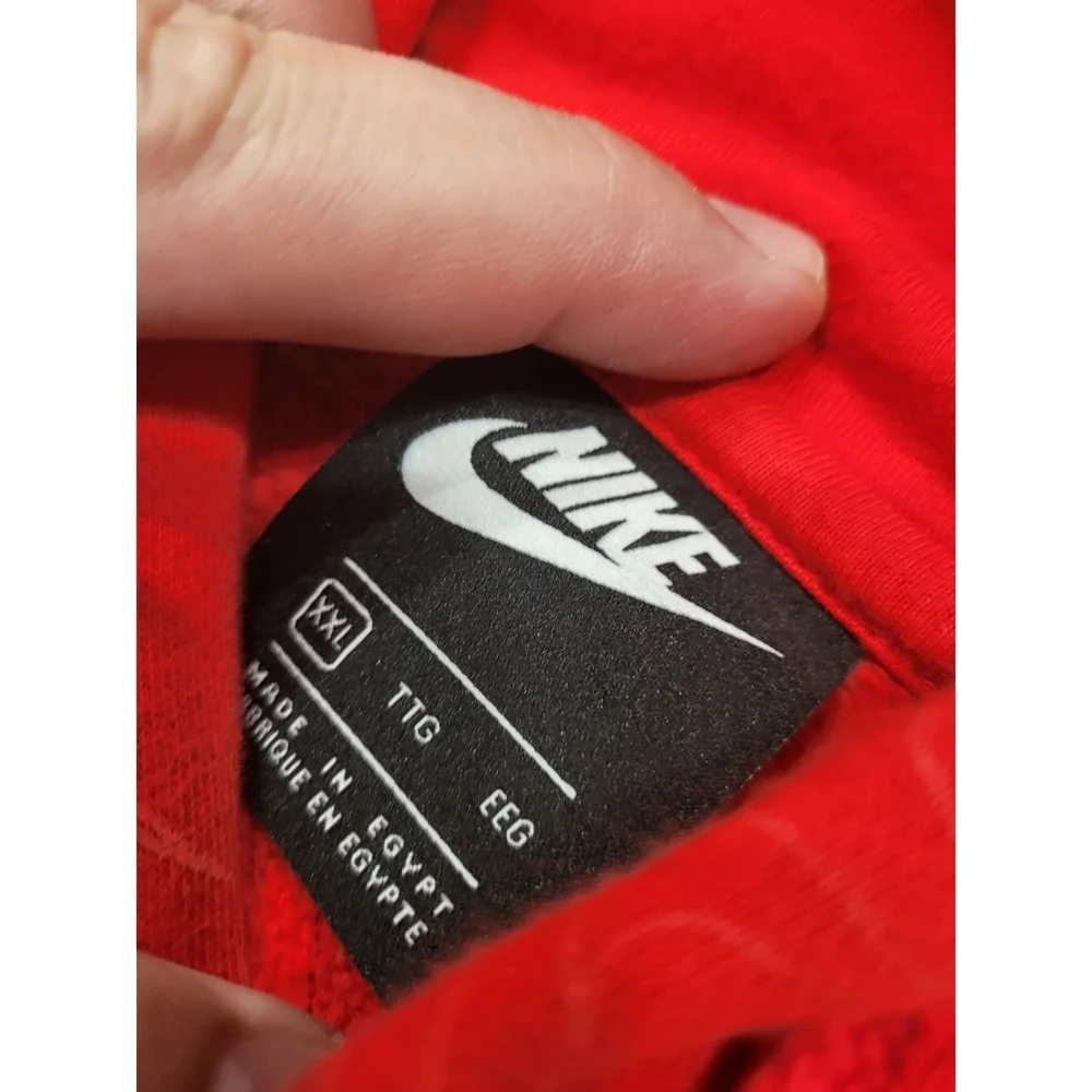 Vintage Nike Center Swoosh Check All Over PRINT Sweatshirt‎ Hoodie Red Size 2XL