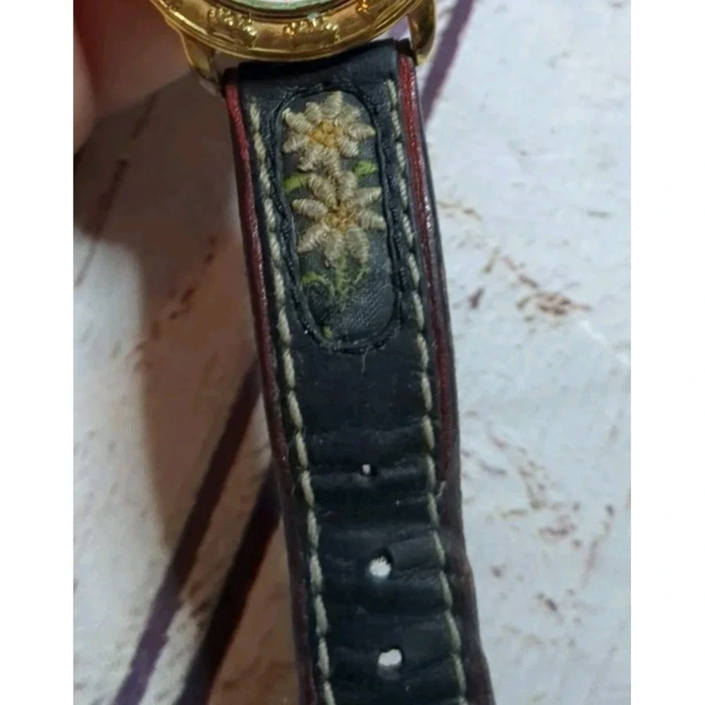Michel‎ Jordi Vintage 1991 Swiss Made Gold Plated Wrist Watch Genuine Leather