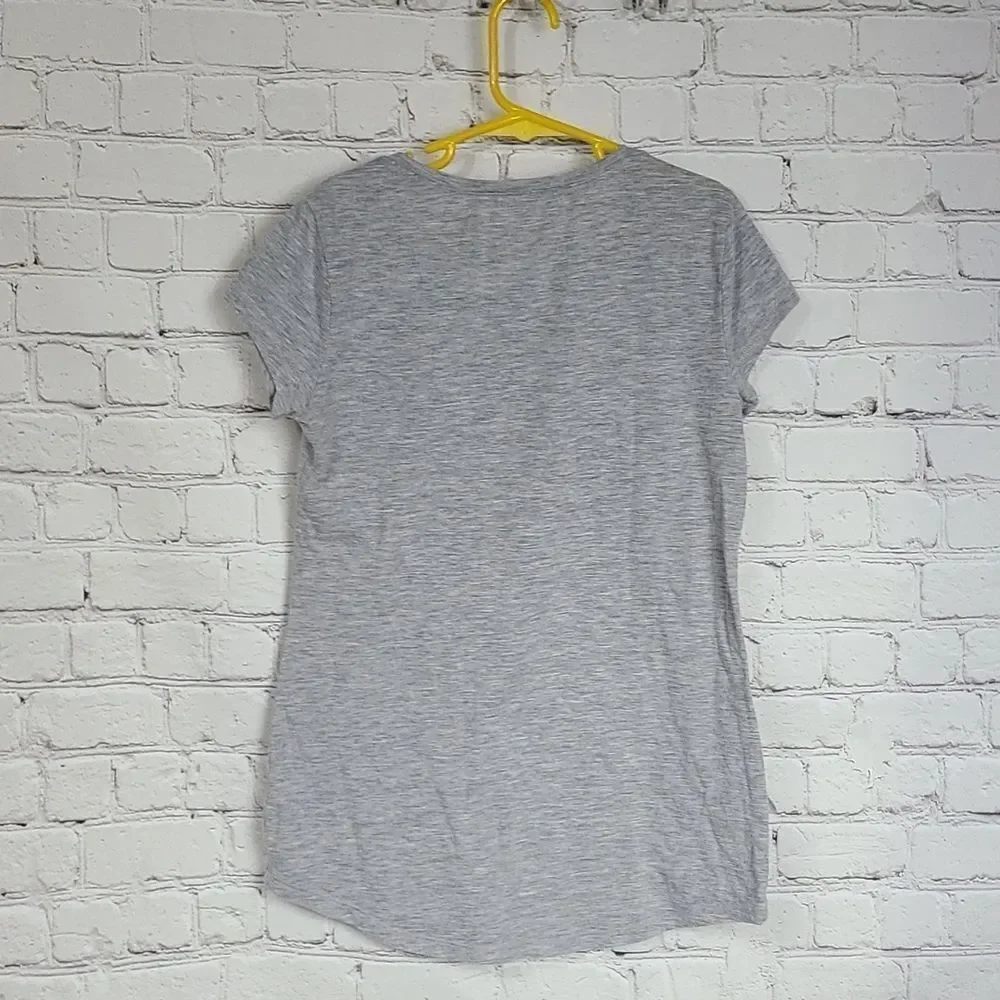 Justice Girls 12 Gray Reverse Sequin Winking Smiley Tee Short Sleeve T-Shirt