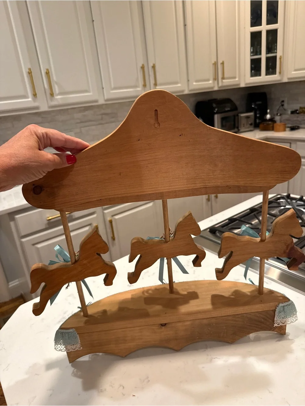 Wooden Horse Carousel Wall Shelf vintage wooden