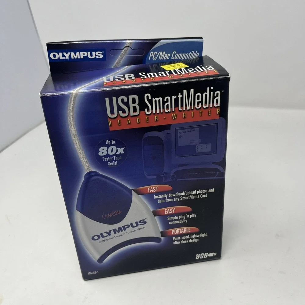 Olympus USB SmartMedia Reader Writer MAUSB-1 with manual and driver CD WORKS