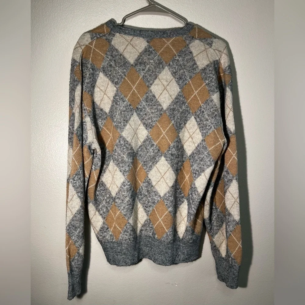 Janzten Mens Size Large Argyle Pullover Grandpa Retro V Neck‎ Sweater VTG