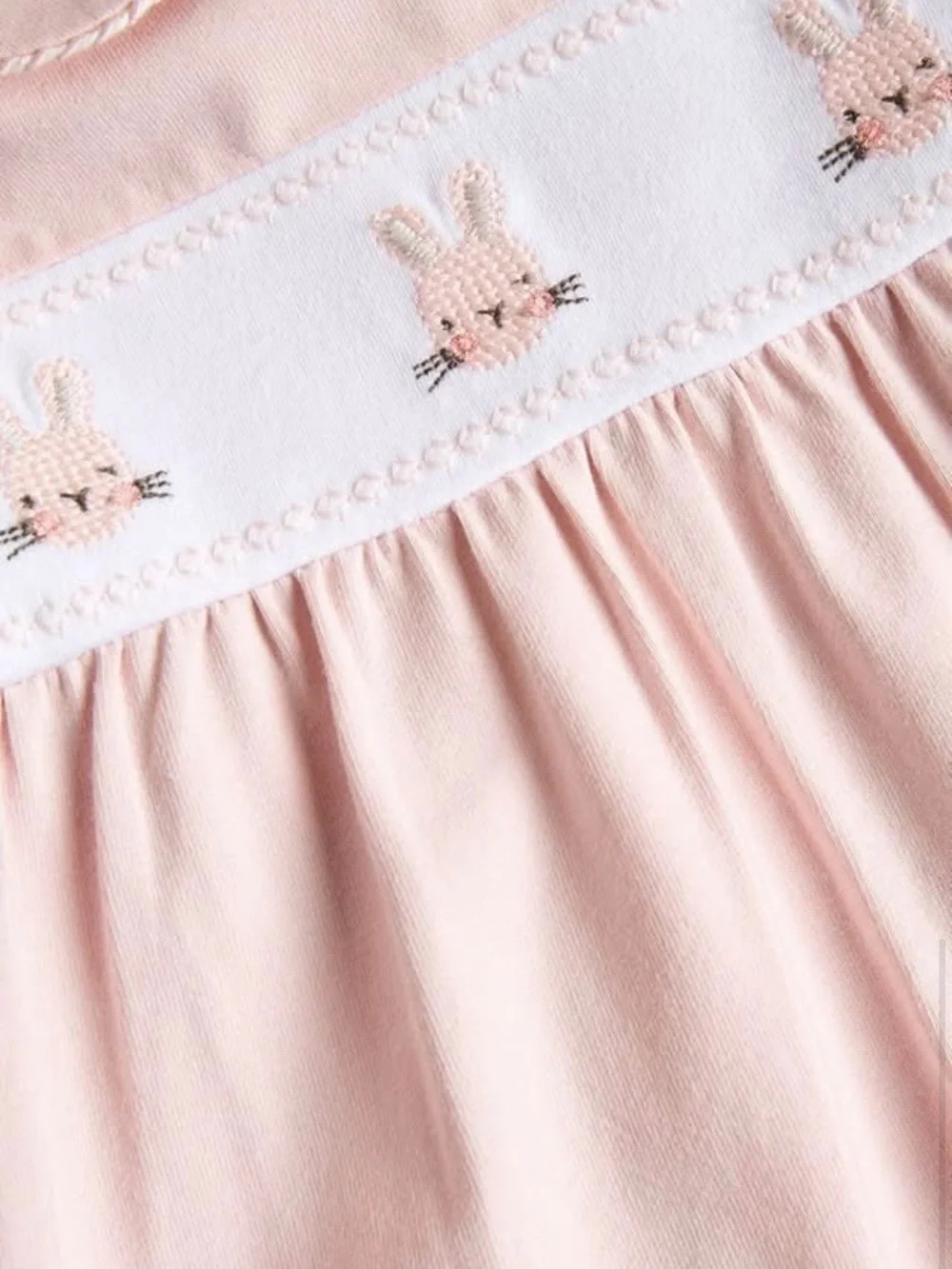 NEXT BABY Pink Embroidered Bunny Baby Sleepsuit Footie - 3-6M