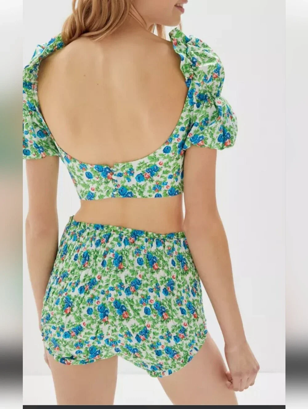 House of Sunny Green Floral matching Smocked Short Set size 2 new with tags