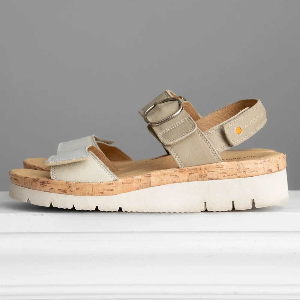 Samuel Hubbard Portola Platform Sandals W Sz 10 Earthy Grey Leather Ergonomic