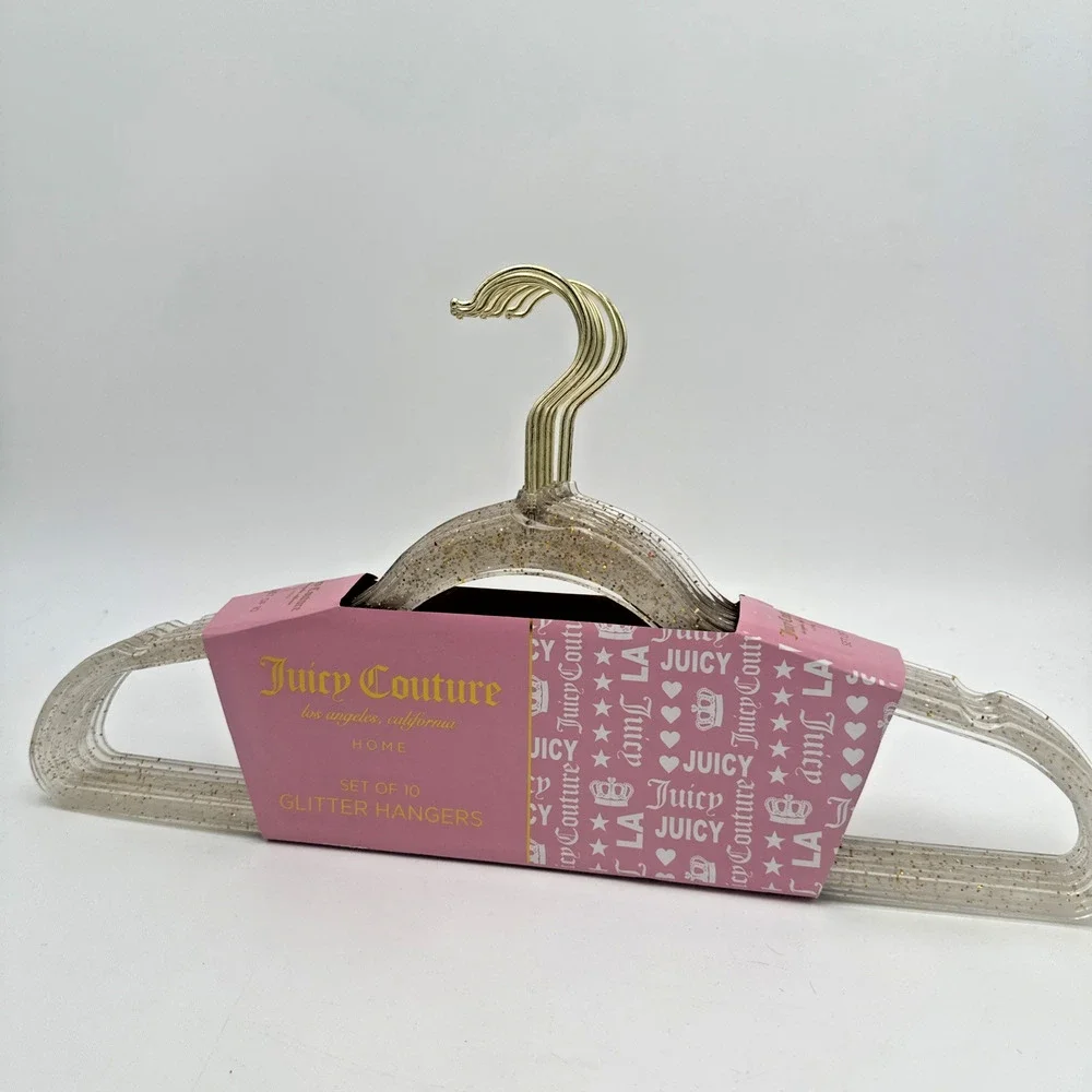 Juicy Couture Gold Glitter Vintage Look Hangers Pack Of 10 NEW
