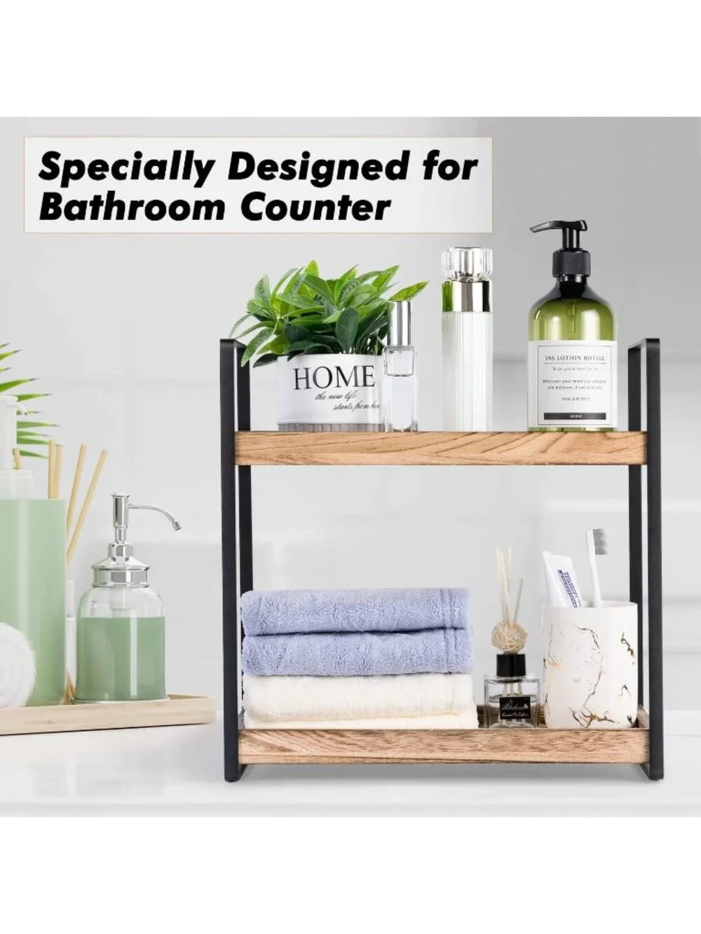 New 2-Tier Bathroom Counter Organizer 13.2 inch Vanity Coffee Bar Tray Shelf