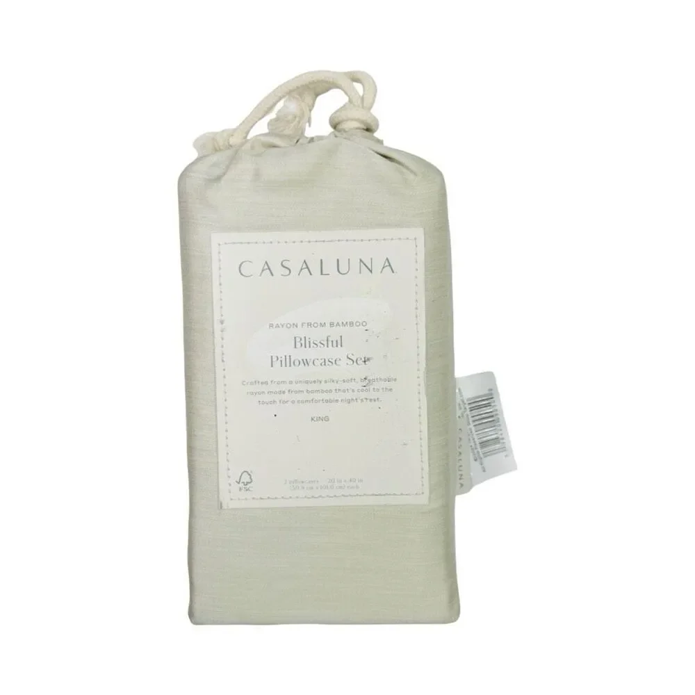 Casaluna Blissful Pillowcases - Set of 2 - King Size - Olive Green - 400 TC