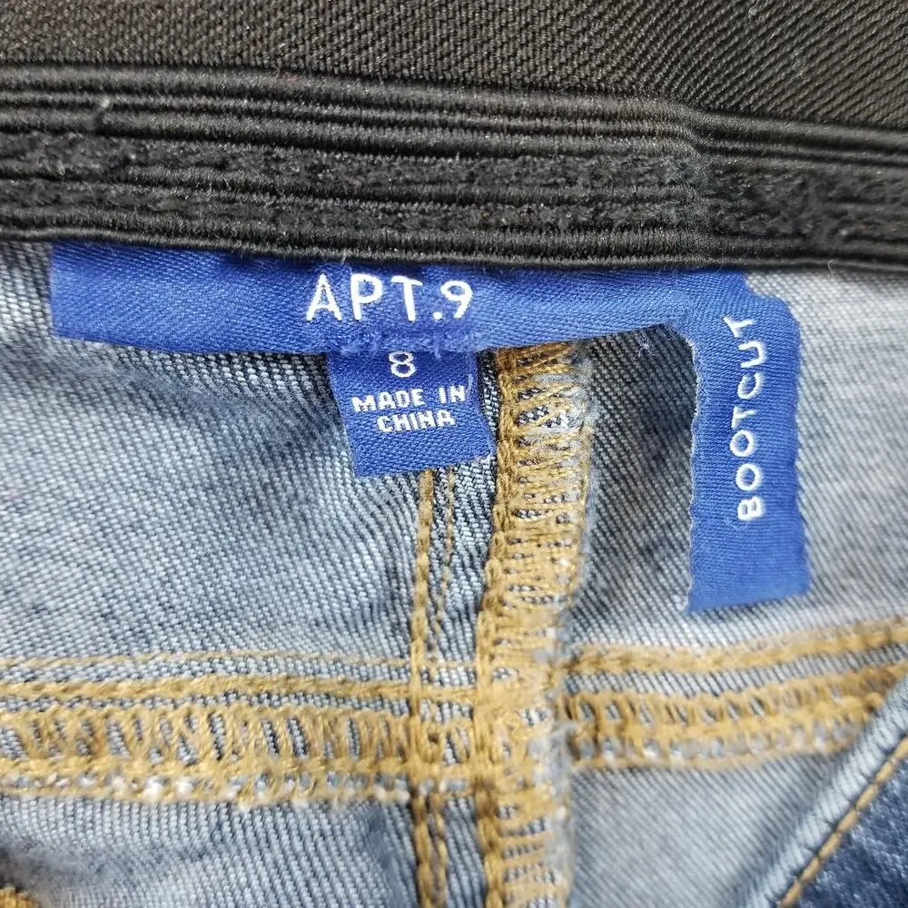 Apt 9 Jeans Womens Size 8 Tummy Control Bootcut Dark Wash Mid Rise
