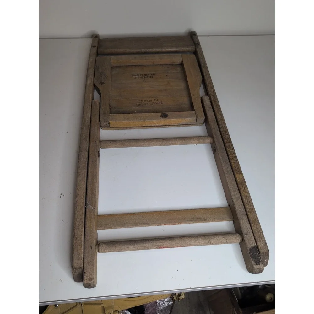 Antique Vintage Slat Wood Folding Chair Snyder Chair Co. USA