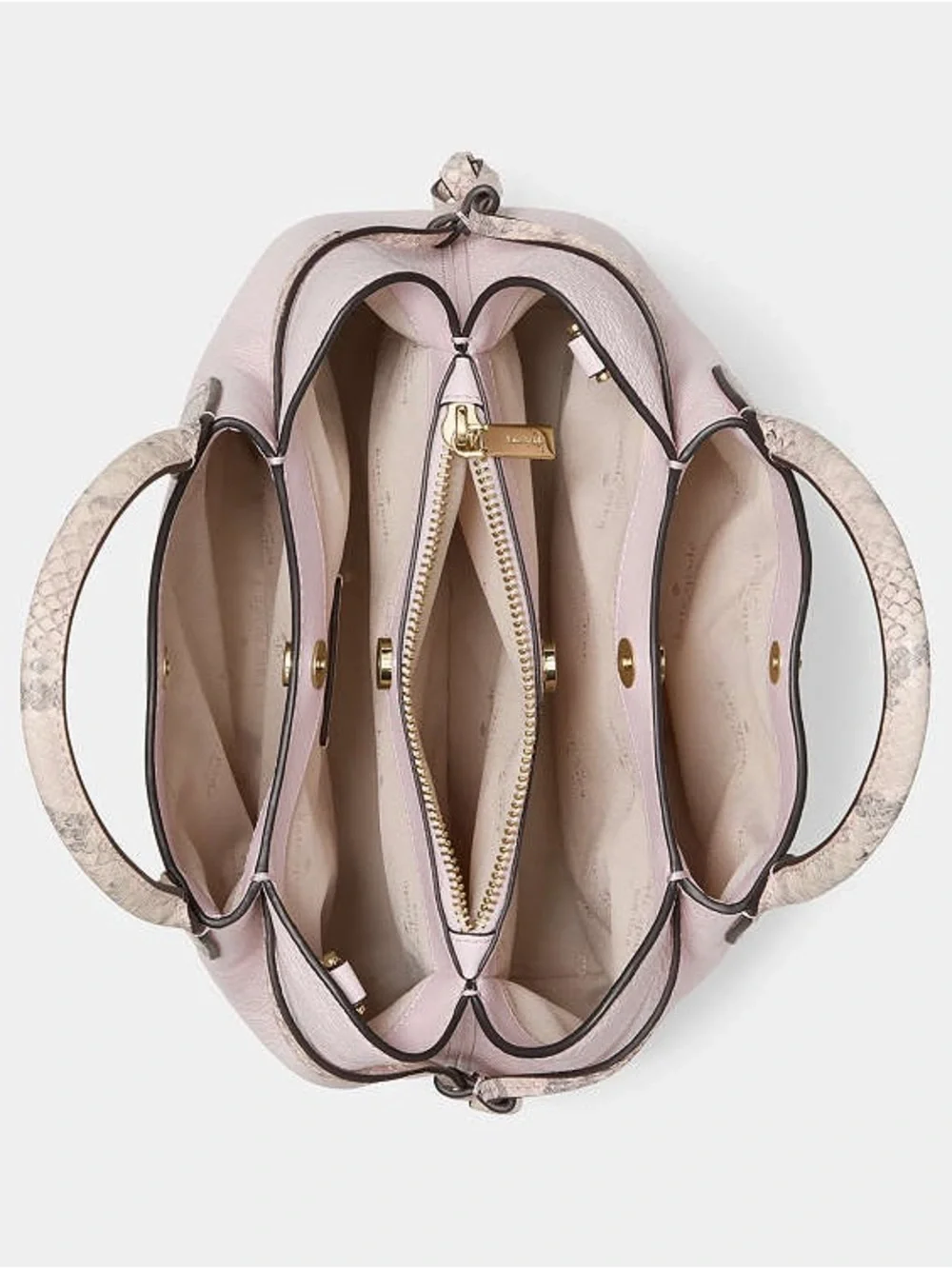 Kate Spade Dumpling Snake Embossed Small Satchel Bag Shimmer Pink