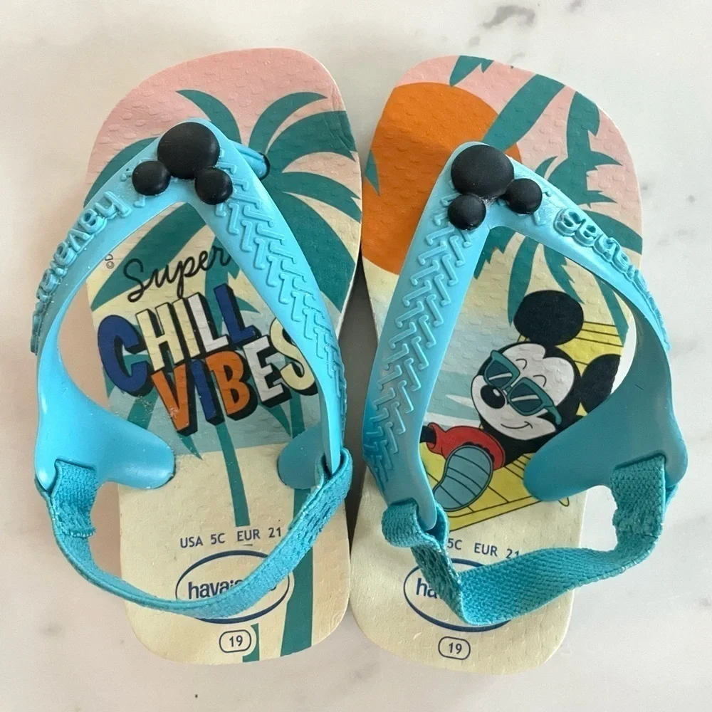 Havaianas Kids' Baby Mickey flip flops‎ sandals with back strap Size 5C