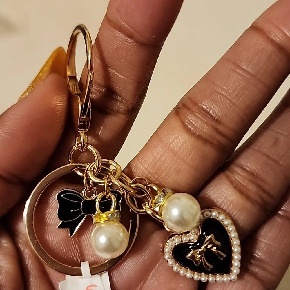 Gold Heart Charm Keychain