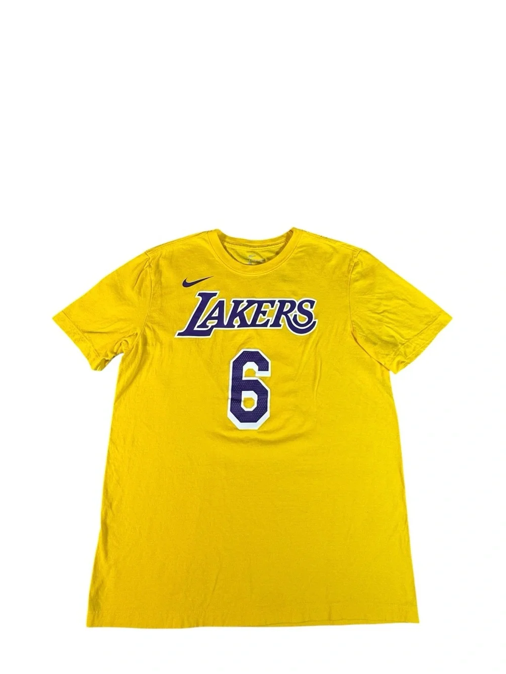 Nike LeBron James #6 Los Angeles Lakers NBA T-Shirt Men's Medium Yellow Tee