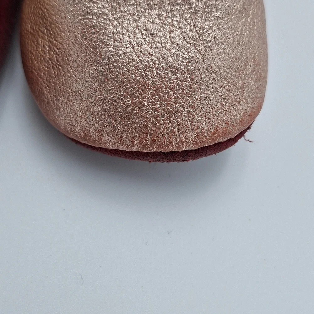 Mishmoccs Leather Soft Soled Moccasins Baby Rose Gold Metallic Baby
