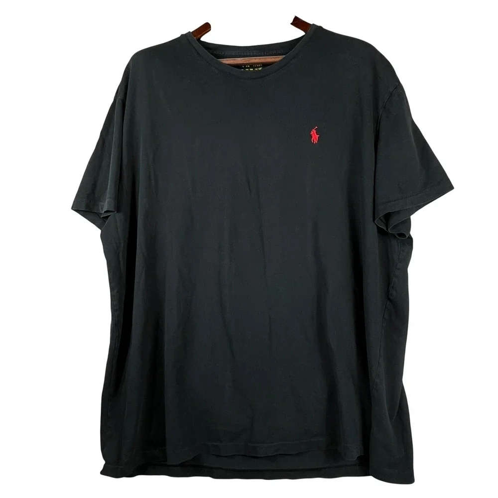 Polo Ralph Lauren T-Shirt Mens XXL Classic Fit Black Red Pony Chest Pocket Tee