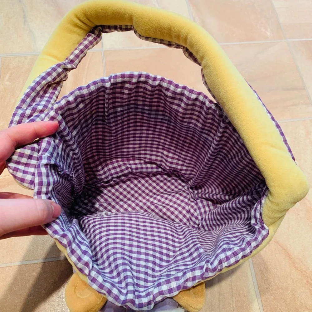 Disney Winnie the Pooh Purple Spring Easter Bunny Rabbit Plush Egg Basket Bag