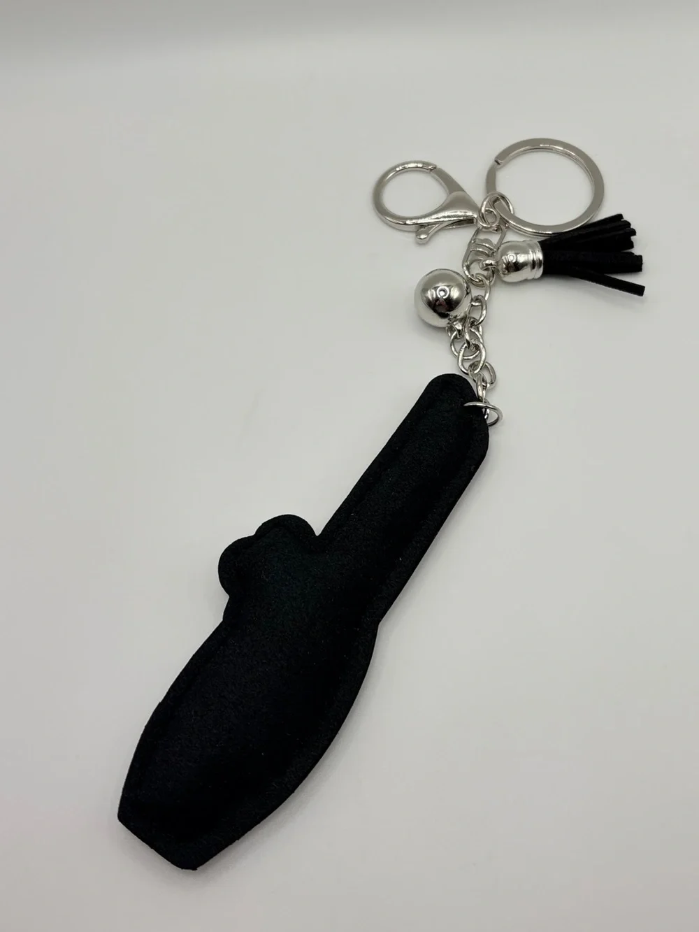 Sparkling Lipstick Keychain Charm - Red & Black