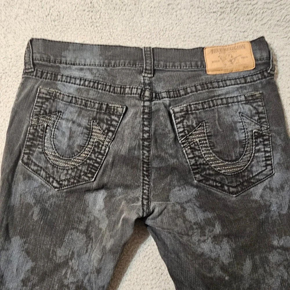 True Religion Jeans Men Moto Blue‎ Camo Relaxed Skinny Textured Size 38 x 33