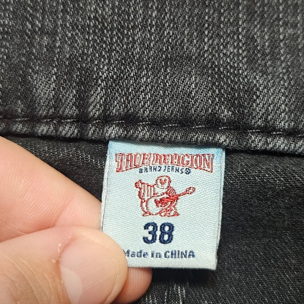 True Religion Jeans Men Moto Blue‎ Camo Relaxed Skinny Textured Size 38 x 33