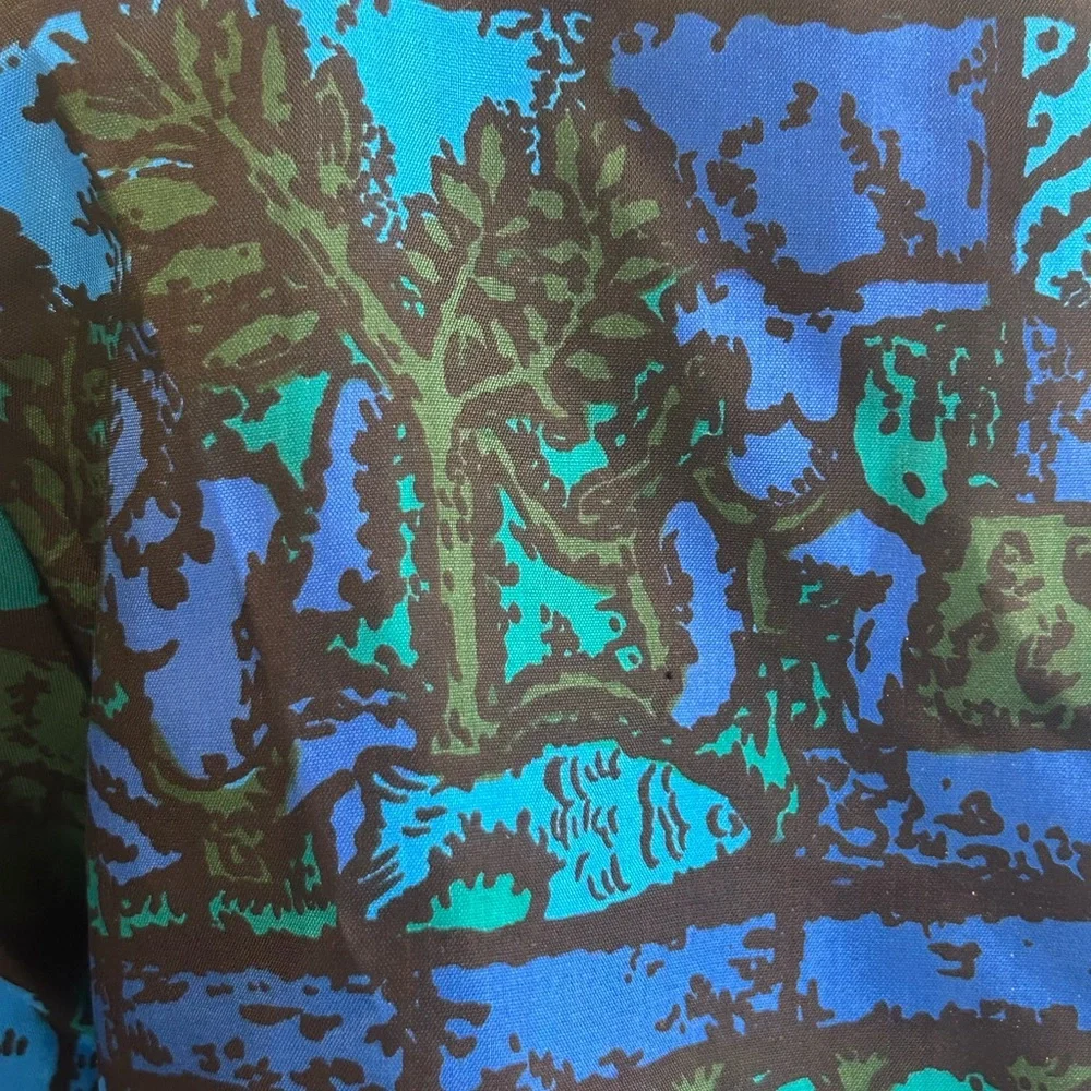 Thai silk by SIAM MALEE  blue / Green Patterned Women's light top sz 2