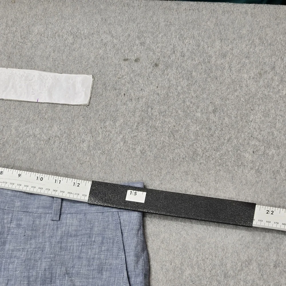 Bar III Men Pants 30W 30L Blue Linen Dress Pants Button Slim 26
