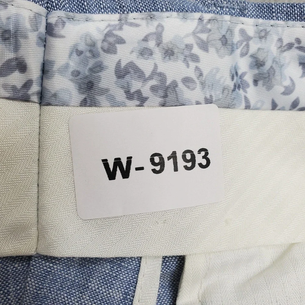 Bar III Men Pants 30W 30L Blue Linen Dress Pants Button Slim 26